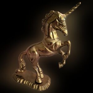 Vintage Mid Century Brass Unicorn Sculpture